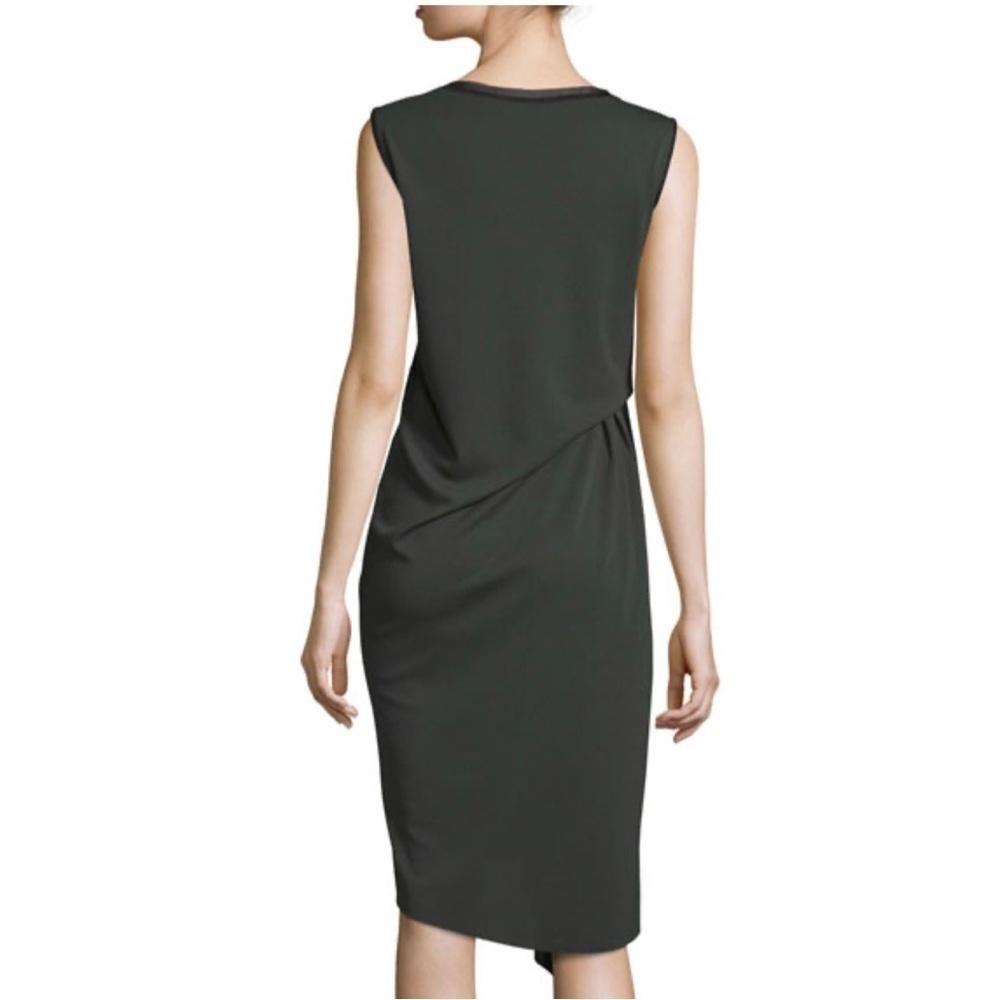 Elie Tahari Isolde Sleeveless Draped Dress in Camouflage Olive Green, Size XS - Picture 3 of 14